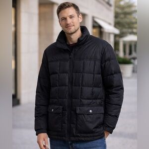 Lands’ End Men’s Down Puffer Jacket L 42-44 Black Winter Coat